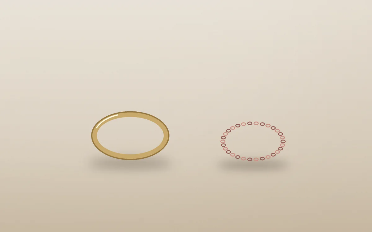 A gold bangle and a rose-gold chain bracelet